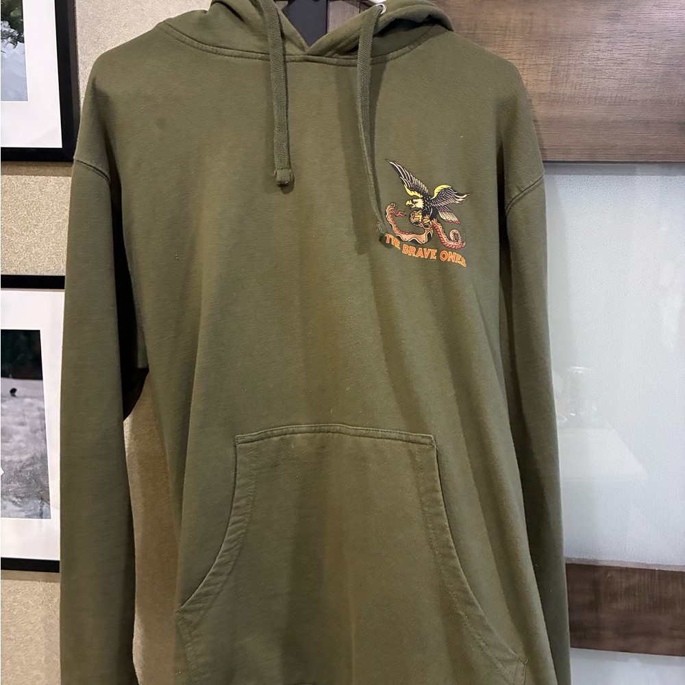 Olive Green Chadds Men's Hoodie with Eagle Graphic